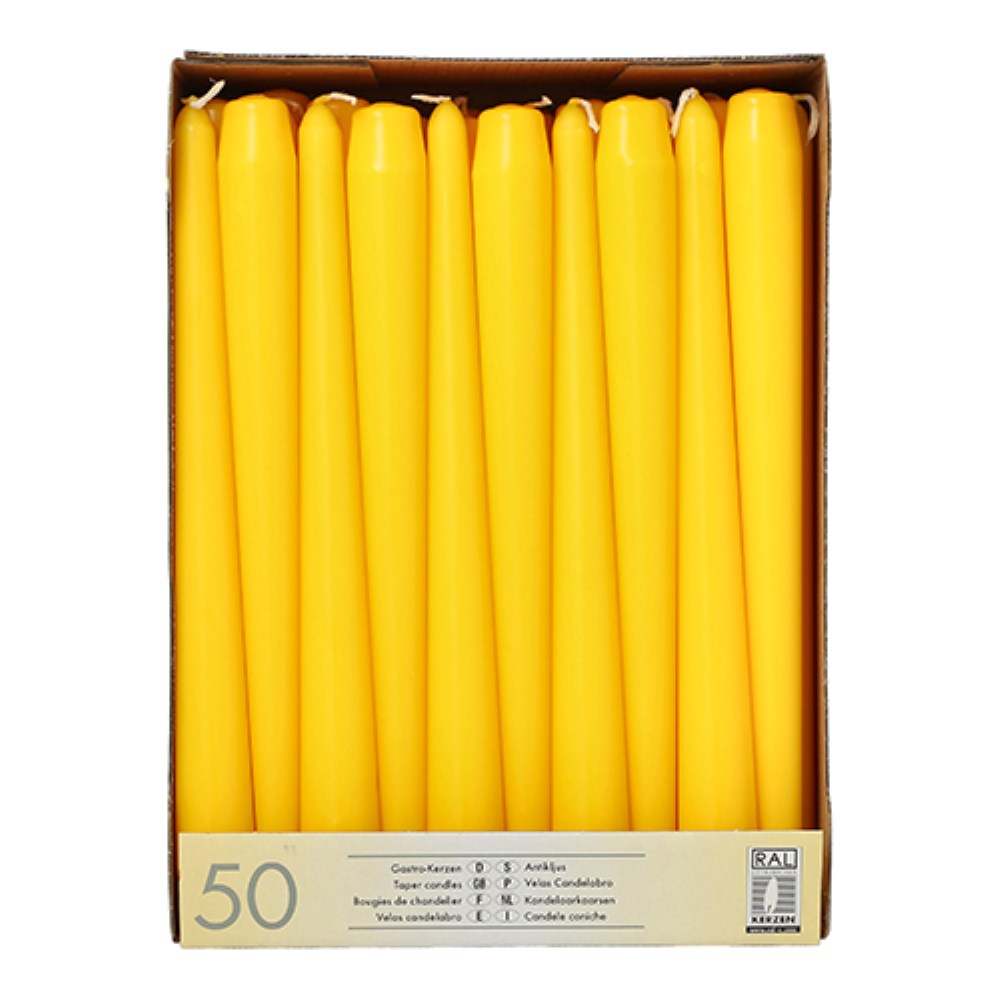 50 Leuchterkerzen Ø 2,2 cm · 25 cm gelb