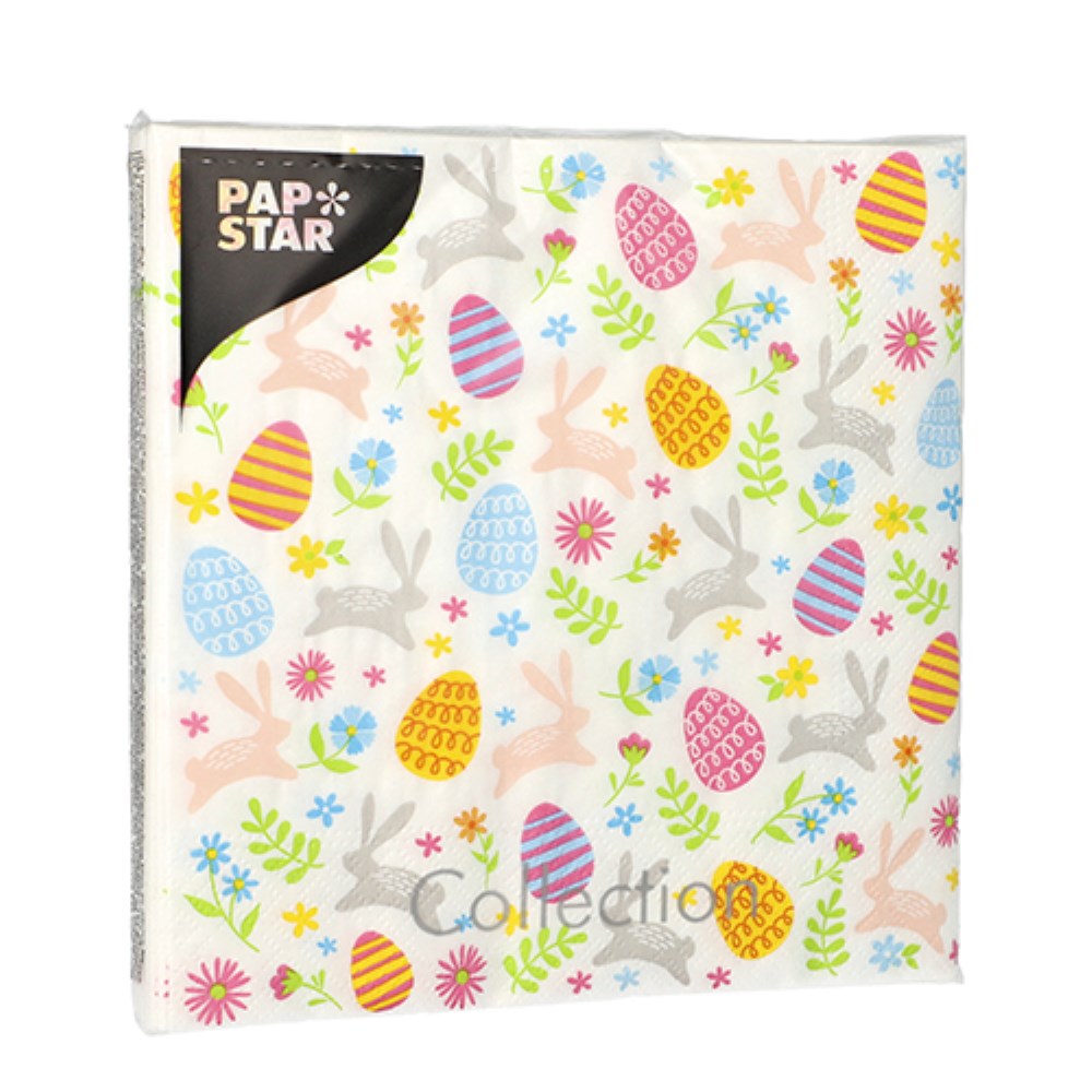 20 Servietten, 3-lagig 1/4-Falz 33 cm x 33 cm "Happy Easter"