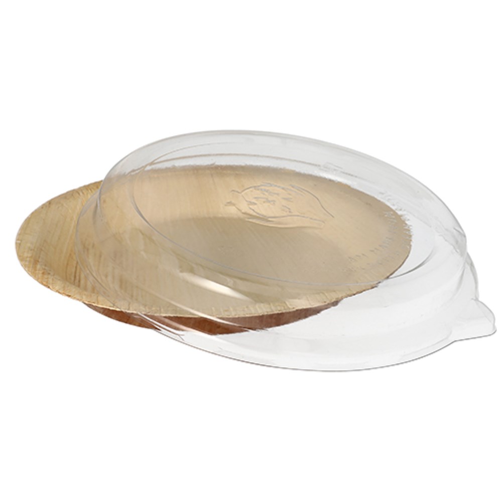 10 Teller, Palmblatt rund 500 ml Ø 23 cm · 5,3 cm mit rPET Deckel "Kombipack"
