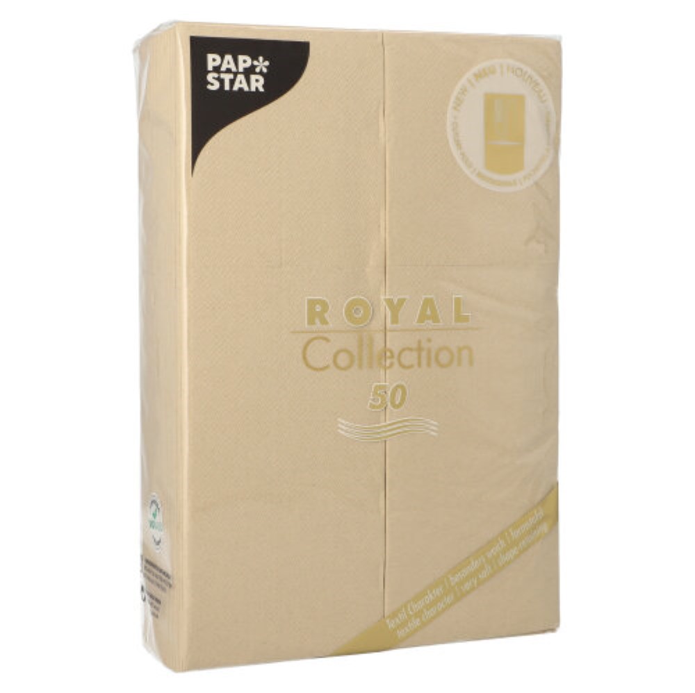 50 Servietten "ROYAL Collection" 48 cm x 30 cm sand mit Besteckfalz