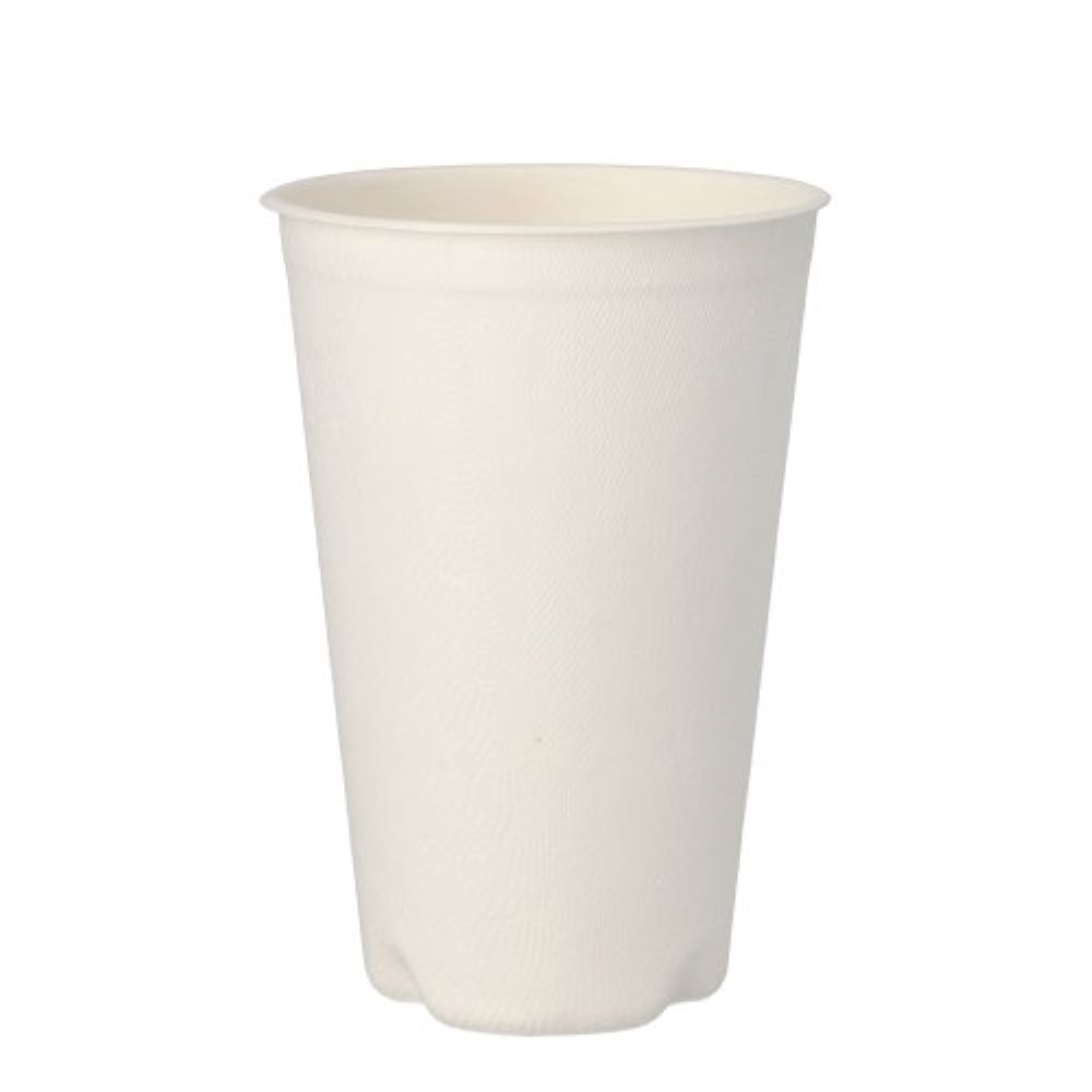 50 Trinkbecher Zuckerrohr "pure" 0,4 l Ø 9 cm · 13 cm weiss für Heißgetränke