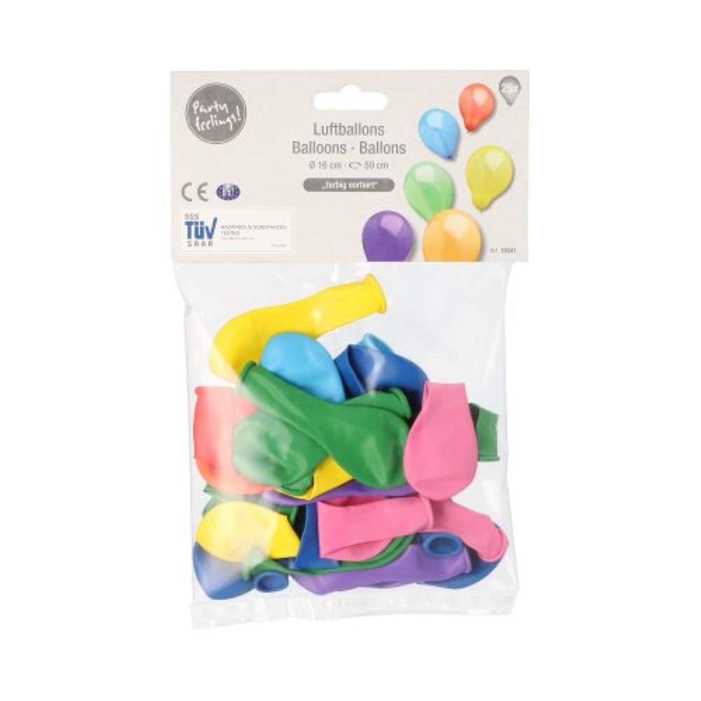 25 Luftballons Ø 16 cm farbig sortiert