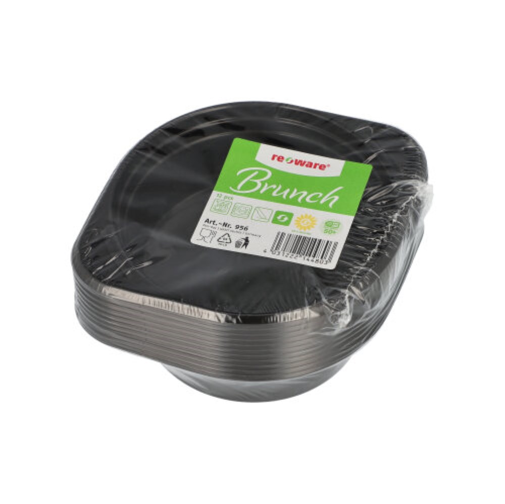 12 Mehrweg-Suppenschalen PP 500 ml Ø 15,6 cm · 4,5 cm schwarz