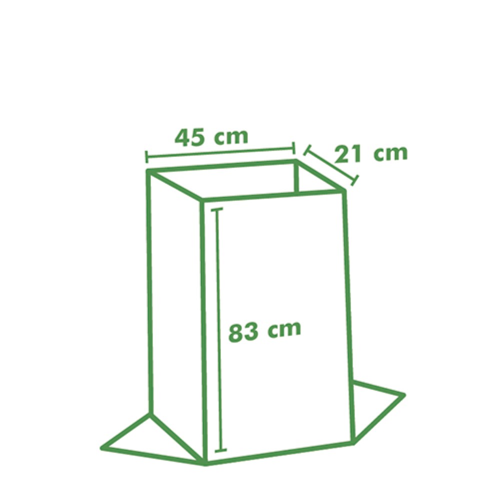 3 Abfallsäcke aus Papier "pure" 120 l 93 cm x 45 cm x 21 cm braun , 2-lagig