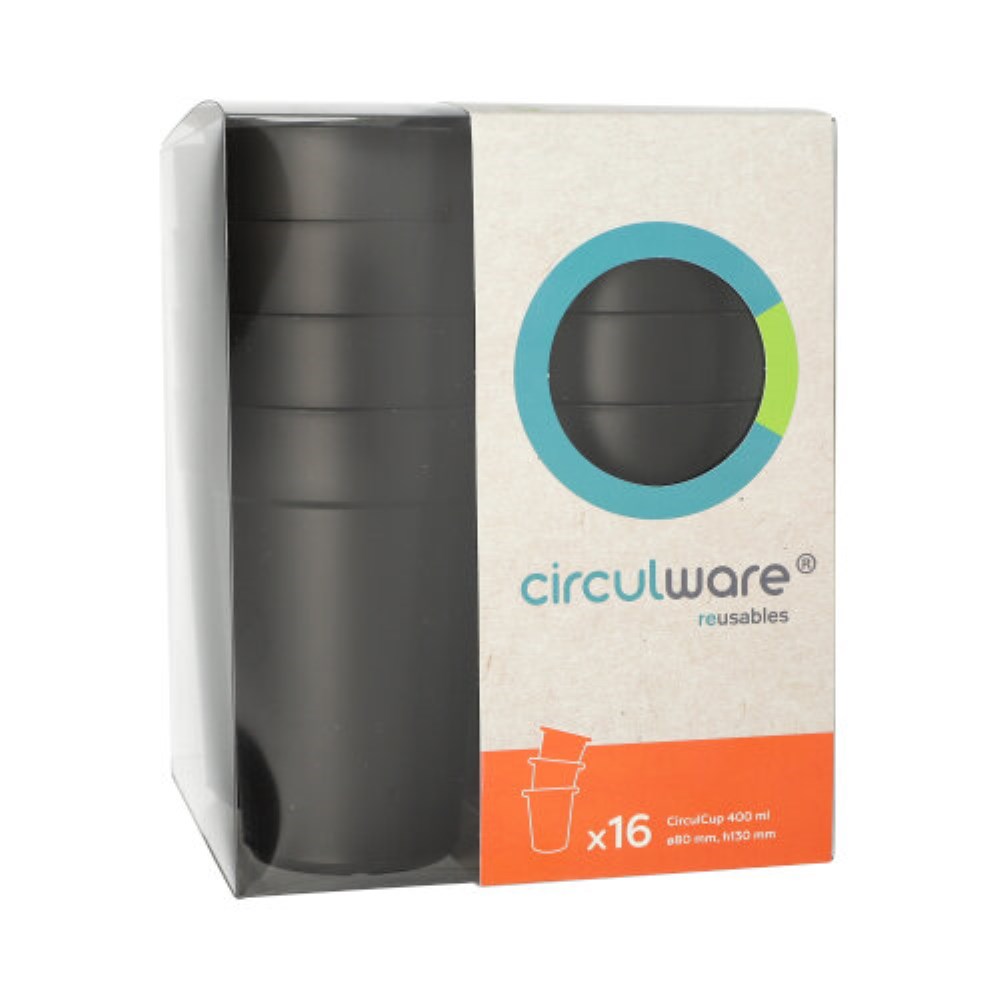16 "Circulware" Mehrweg-Trinkbecher PP 0,4 l Ø 8 cm · 13 cm schwarz