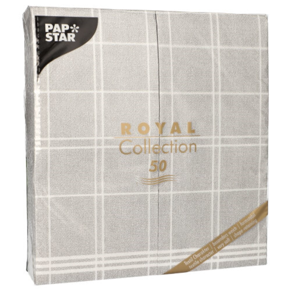 50 Servietten "ROYAL Collection" 1/6-Falz 48 cm x 33 cm grau "Kitchen Craft"