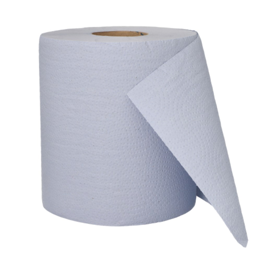 2 Putzrollen, 2-lagig Ø 20 cm · 167,5 m x 22 cm blau perforiert, 500 Abrisse, Blatt 22 x 33,5 cm