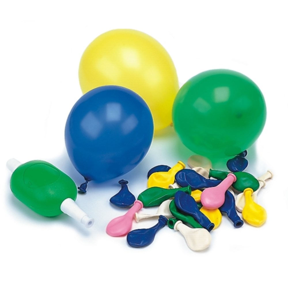 50 Luftballons mit Pumpe Ø 8,5 cm farbig sortiert 50 Luftballons mit Pumpe Ø 8,5 cm farbig sortiert