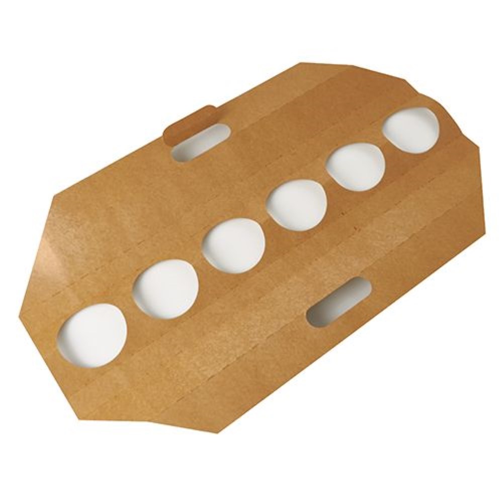 30 Tragetabletts, Pappe "pure" 12 cm x 9,5 cm x 62 cm braun für 6 Trinkbecher