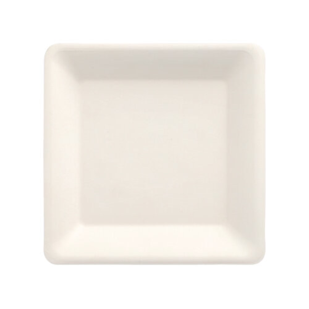 12 Teller, Zuckerrohr "pure" eckig 15,5 cm x 15,5 cm weiss