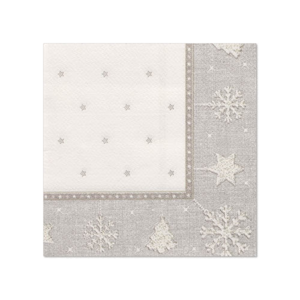 20 Servietten "ROYAL Collection" 1/4-Falz 25 cm x 25 cm silber "X-Mas"