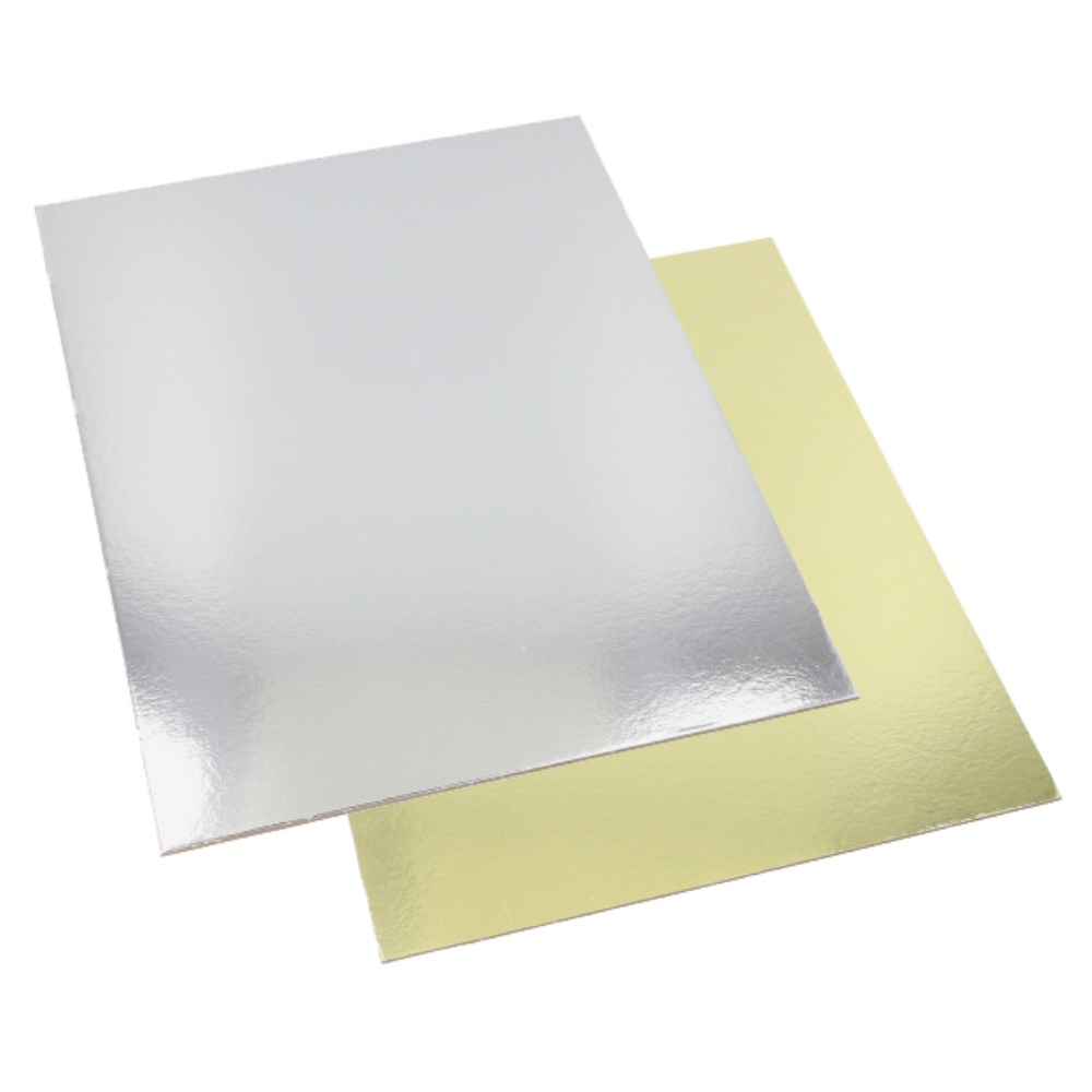 25 Tortenplatten eckig 0,3 cm x 30 cm x 40 cm gold/silber