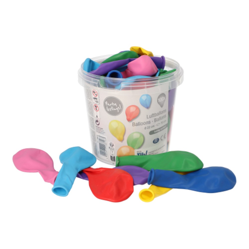 100 Luftballons Ø 22 cm farbig sortiert in Dose