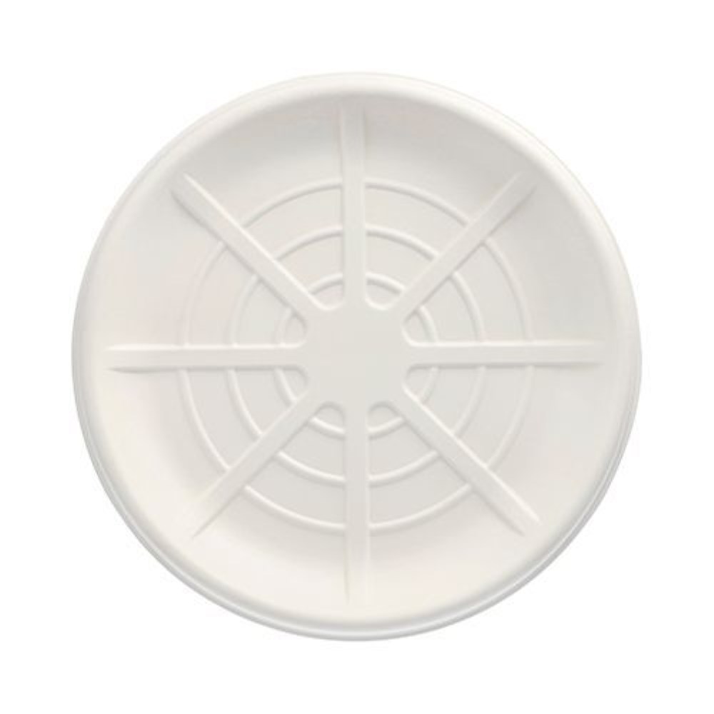 3 Servierplatten, Zuckerrohr "pure" rund Ø 35 cm weiss für Meeresfrüchte