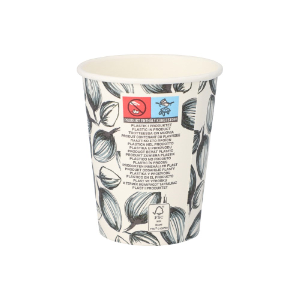 40 Trinkbecher, Pappe "To Go" 0,2 l Ø 8 cm · 9,2 cm weiss "Leaves"