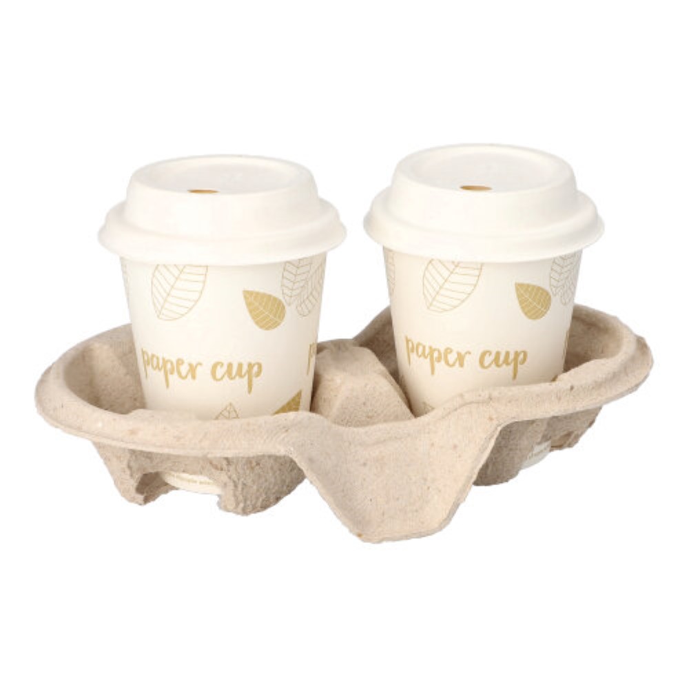 220 Tragetabletts, Pappe "To Go" 4,6 cm x 22,3 cm x 11,6 cm natur für 2 Becher