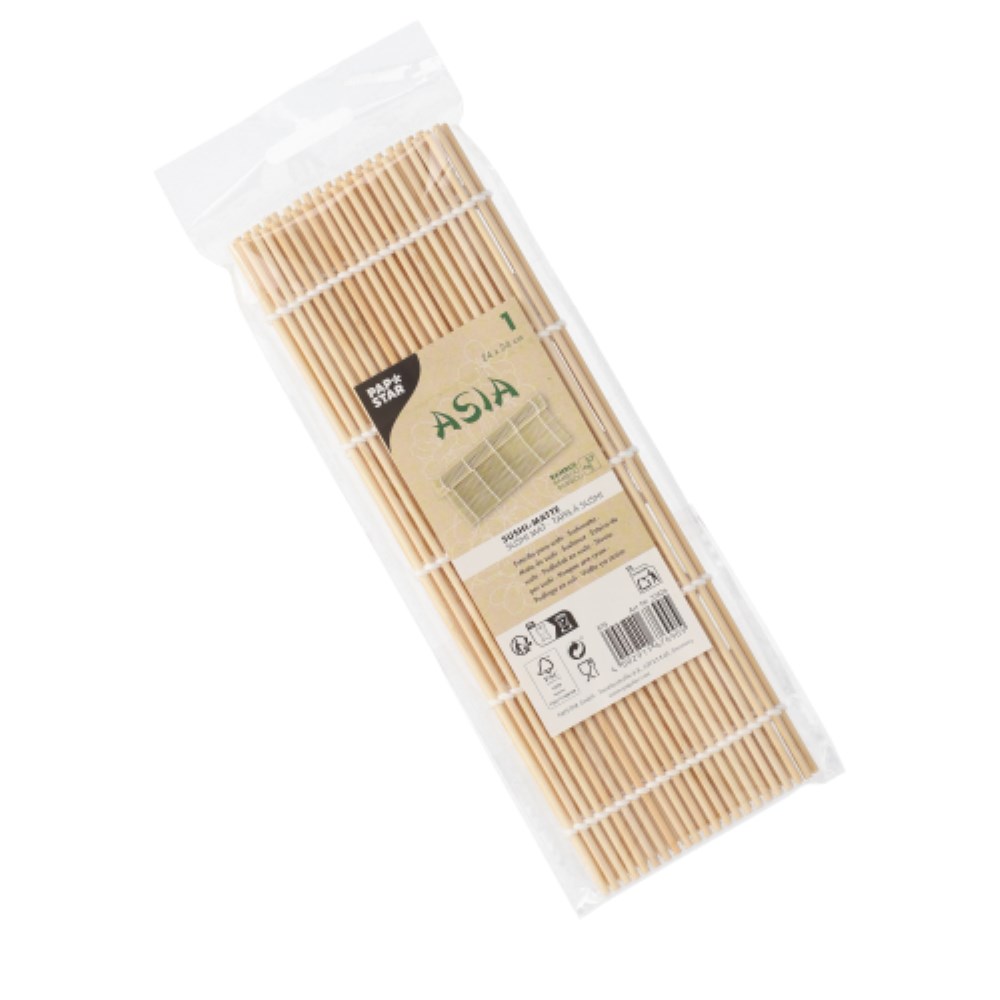 Sushi-Matte Bambus "ASIA" 24 cm x 24 cm natur