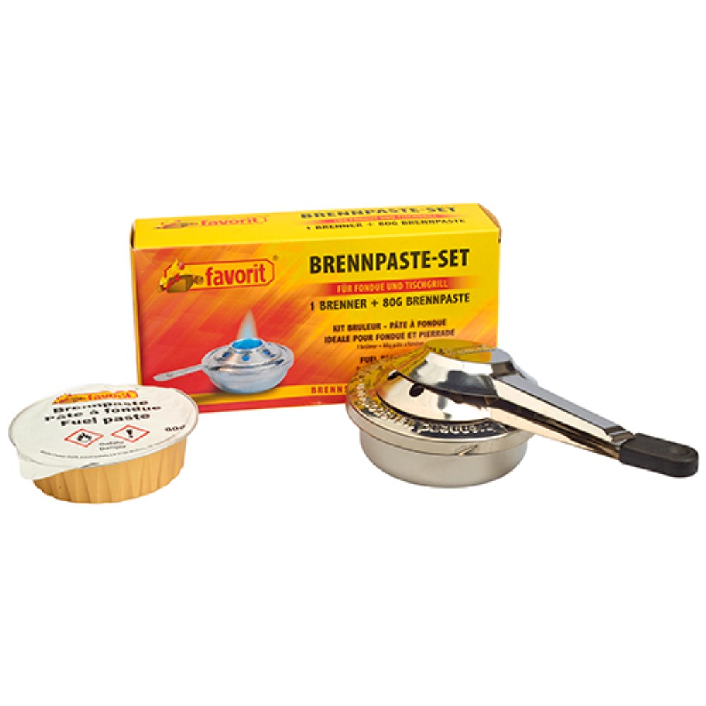 "favorit" Sicherheits-Brennpaste Set, 80 gr Brennpaste inkl. verstellbarem Brenner, silber "favorit" Sicherheits-Brennpaste Set, 80 gr Brennpaste inkl. verstellbarem Brenner, silber