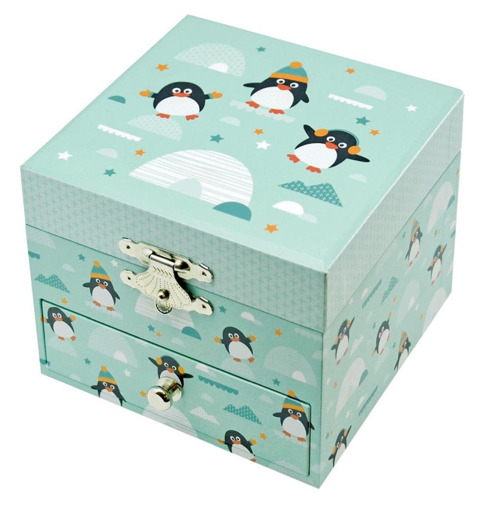 Phosphoreszierende Spieldose Penguin - Leuchtet in der Nacht