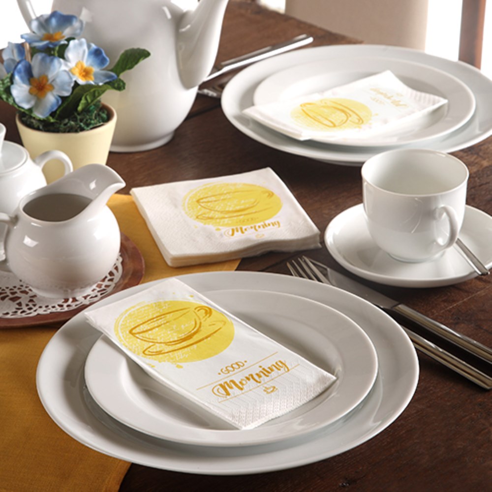 250 Servietten, 3-lagig 1/8-Falz 33 cm x 33 cm "Good Morning"