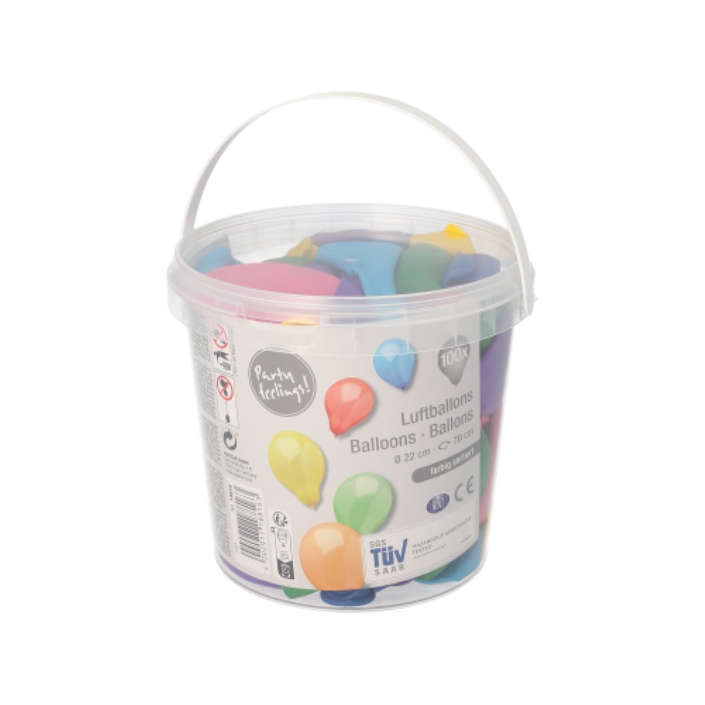 100 Luftballons Ø 22 cm farbig sortiert in Dose