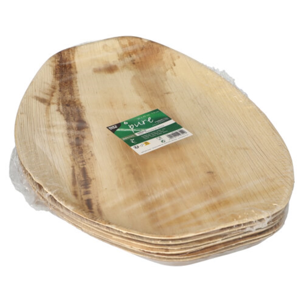 6 Tabletts, Palmblatt "pure" oval 3 cm x 43 cm x 29 cm natur
