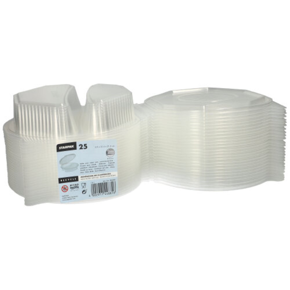 25 Menüboxen mit Klappdeckeln, PP 2-geteilt 5,9 cm x 21,5 cm x 21,5 cm transparent 8-eckig
