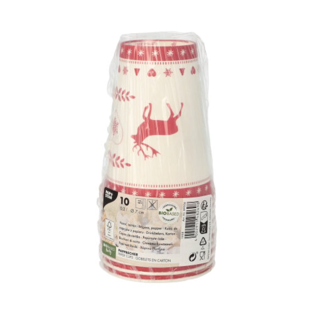 10 Trinkbecher, Pappe 0,2 l Ø 7 cm · 9,7 cm rot "Rennes"