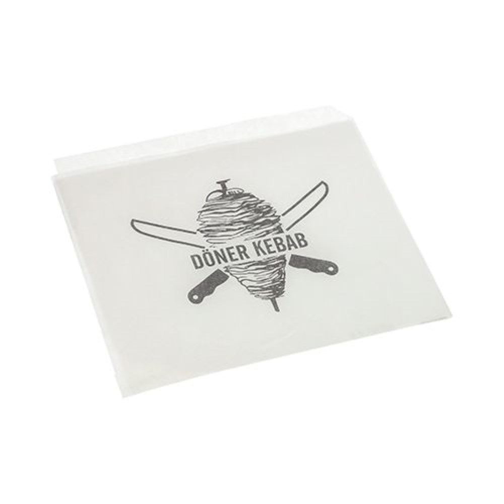 1000 Döner-Kebab-Tüten, Pergament-Ersatz 16 cm x 16 cm weiss fettdicht
