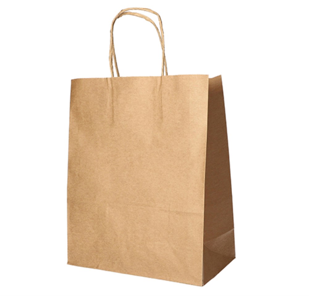 25 Tragetaschen, Papier 44 cm x 32 cm x 17 cm braun mit gedrehtem Tragegriff