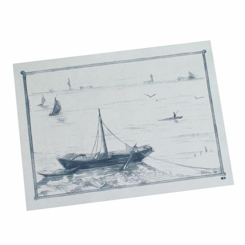 100 Tischsets, Papier 30 cm x 40 cm weiss "Ruderboot"