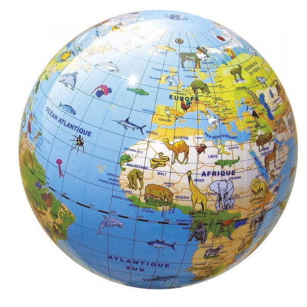 Tiere 30 cm -aufblasbarer Globus - Lernspielzeug
