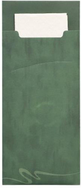 520 Bestecktaschen 20 cm x 8,5 cm dunkelgrün inkl. weißer Serviette 33 x 33 cm 2-lag.