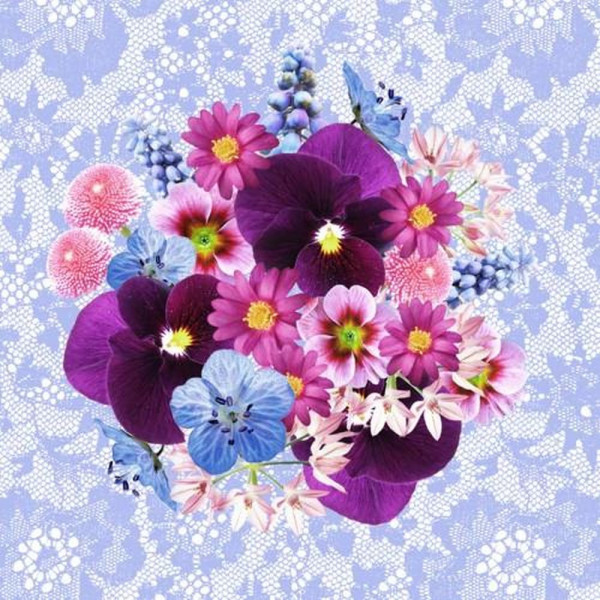 20 Servietten, 3-lagig 1/4-Falz 33 cm x 33 cm "Flower Bouquet"