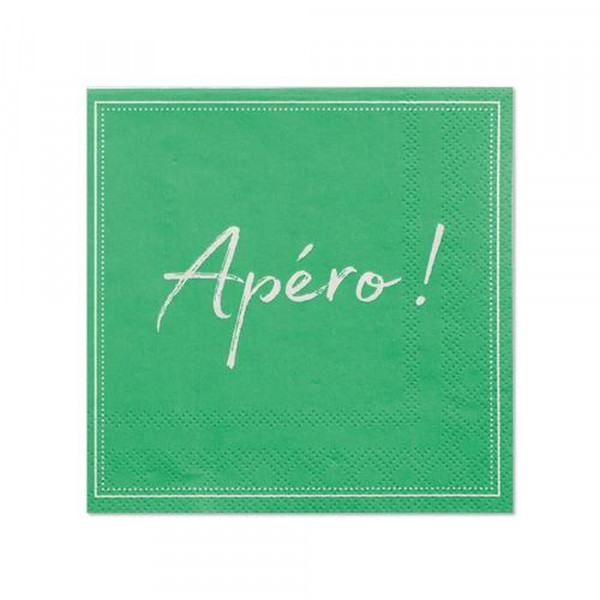 20 Servietten, 3-lagig 1/4-Falz 25 cm x 25 cm grün "Apero"