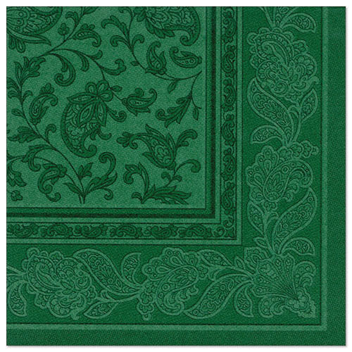 50 Servietten "ROYAL Collection" 1/4-Falz 40 cm x 40 cm dunkelgrün "Ornaments"