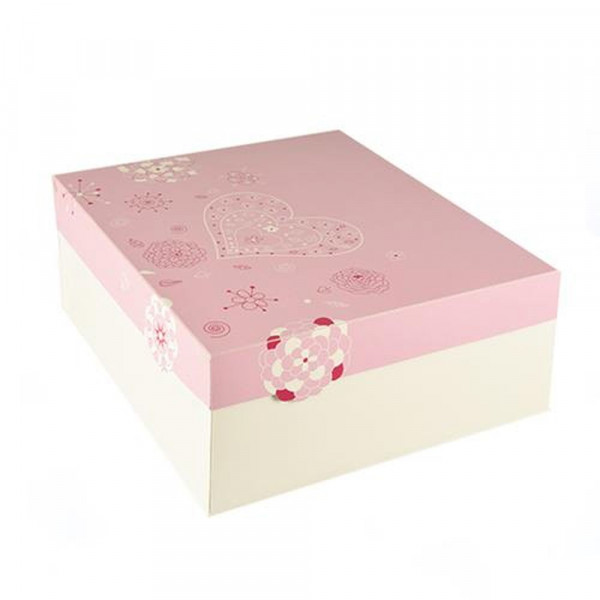 15 Tortenkartons, mit Deckel, Pappe eckig 30 cm x 30 cm x 13 cm weiss/rosa "Lovely Flowers"