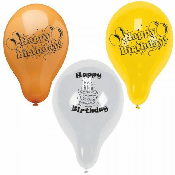 10 Luftballons Ø 22 cm farbig sortiert "Happy Birthday"