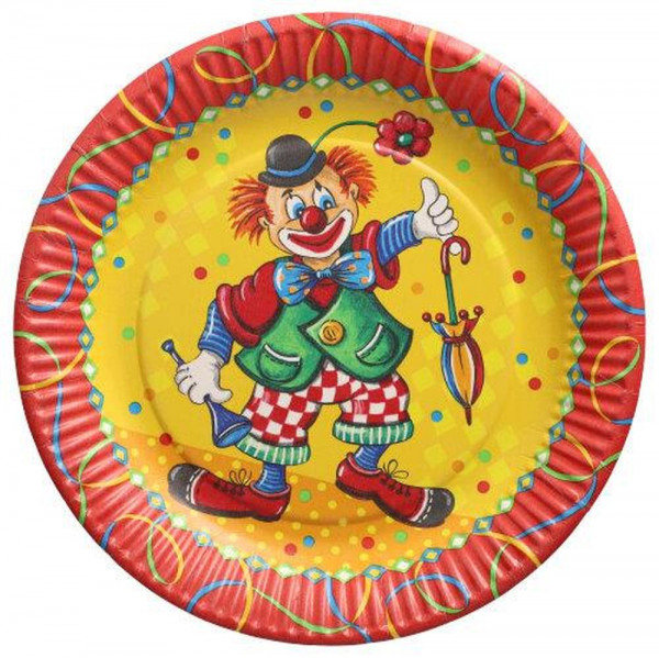 10 Teller, Pappe rund Ø 23 cm "Clown"