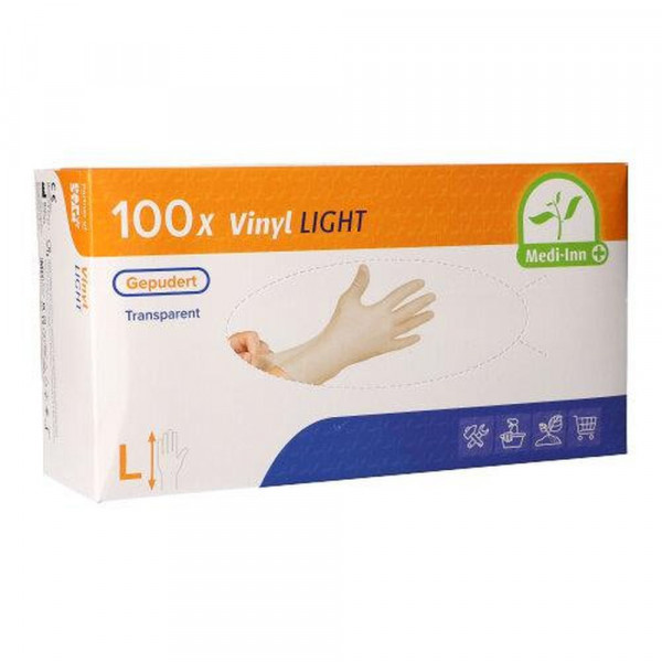 100 "Medi-Inn® PS" Handschuhe, Vinyl gepudert "Light" transparent Größe L