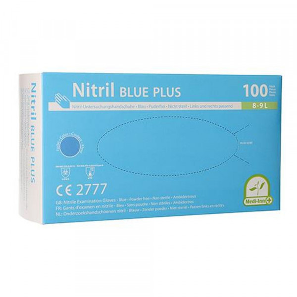 100 "Medi-Inn® PS" Handschuhe, Nitril puderfrei "Blue Plus" blau Größe L