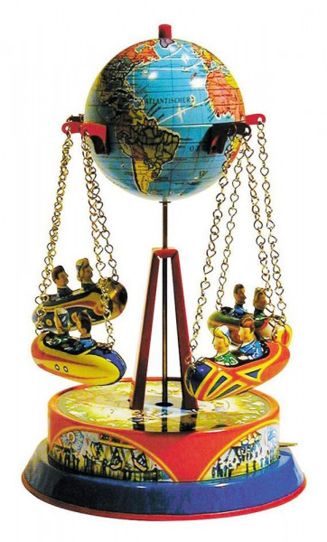 Karussel mit Globus - Gondeln - Made in Germany - Blechspielzeug - Vintage Toy - Sammlerstück