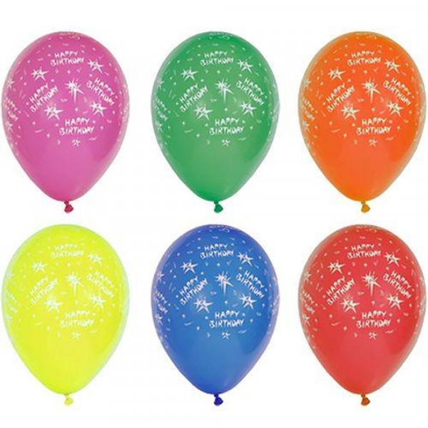 10 Luftballons Ø 29 cm farbig sortiert "Happy Birthday"