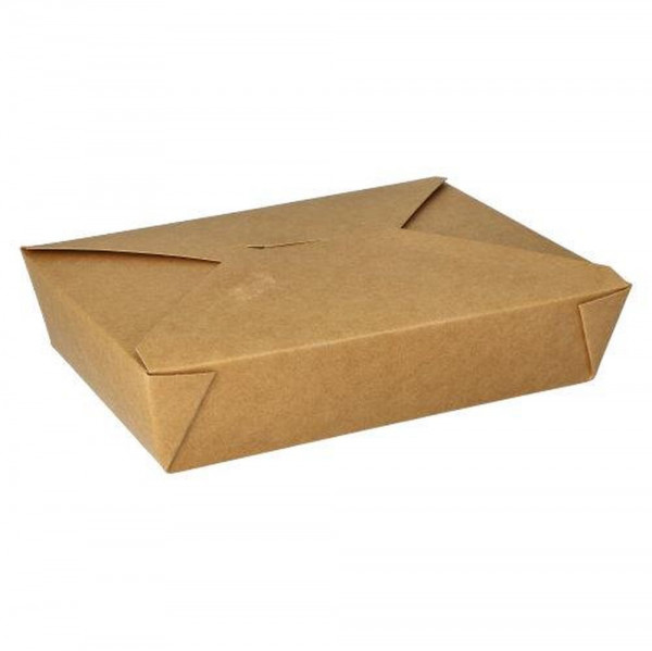 50 Lunchboxen, Pappe "pure" 1500 ml 4,8 cm x 14 cm x 19,7 cm braun