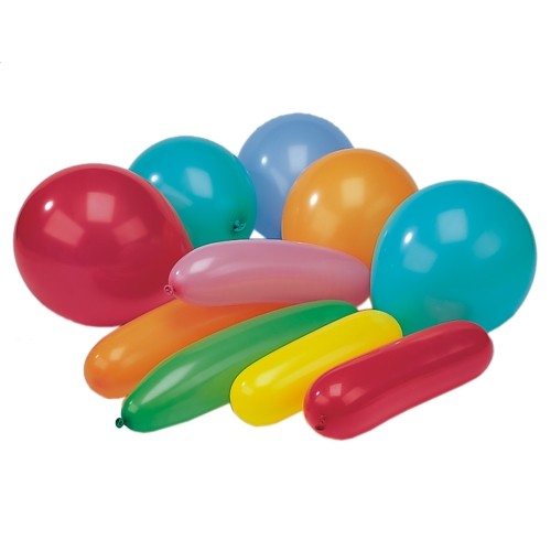 10 Luftballons farbig sortiert "verschiedene Formen"