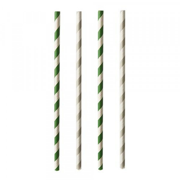 25 Trinkhalme, Papier Ø 6 mm · 20 cm farbig sortiert "Stripes"