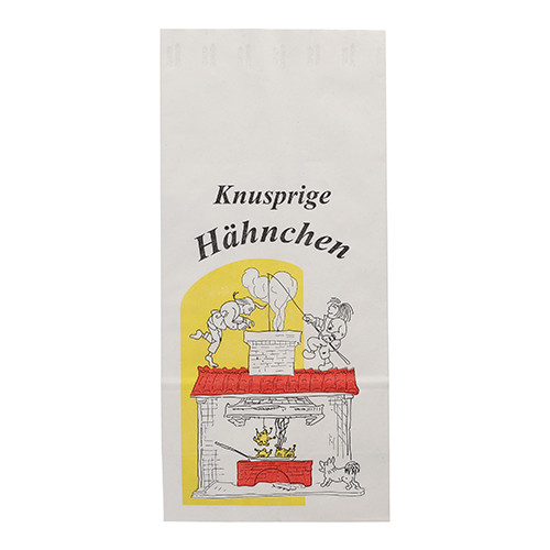 100 Hähnchenbeutel, Papier mit Alu-Einlage 28 cm x 13 cm x 8 cm "Max & Moritz" 1/1