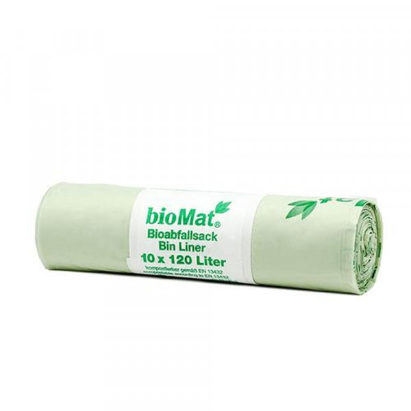 10 "bioMat" Kompostbeutel auf Stärkebasis 120 l 130 cm x 88 cm ohne Tragegriff
