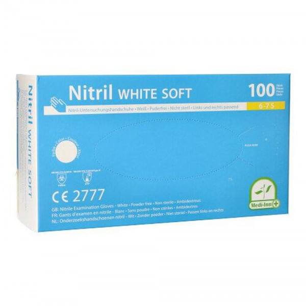 100 "Medi-Inn®" Handschuhe Nitril puderfrei "White Soft" weiss Größe S